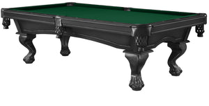 Legacy Billiards 8 Ft Megan Pool Table in Raven Finish with Dark Green Cloth