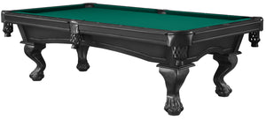 Legacy Billiards 8 Ft Megan Pool Table in Raven Finish with Traditional Green Cloth