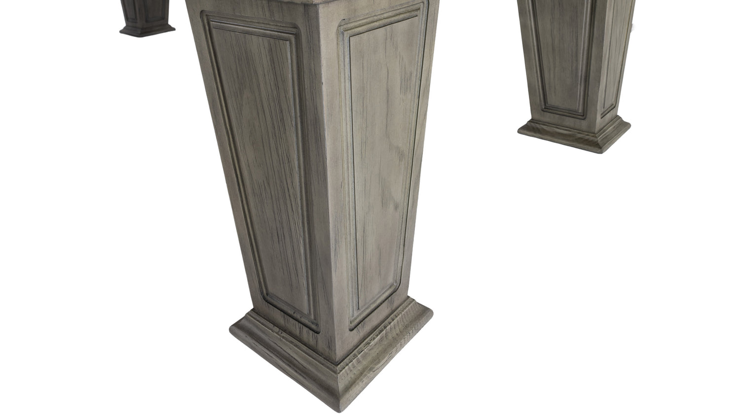 Legacy Billiards Mesa Pool Table in Ash Grey Indoor Finish with Legacy Red Cloth - Leg Closeup