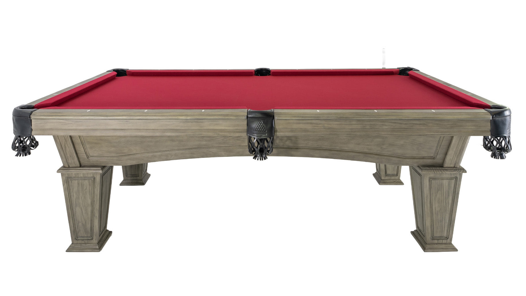 Legacy Billiards Mesa Pool Table in Ash Grey Indoor Finish with Legacy Red Cloth - Side View
