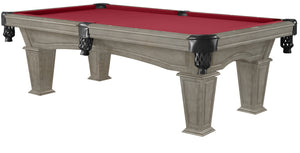 Legacy Billiards 8 Ft Mesa Pool Table in Overcast Finish with Legacy Red Cloth