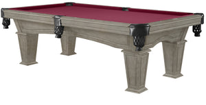 Legacy Billiards 8 Ft Mesa Pool Table in Overcast Finish with Wine Cloth