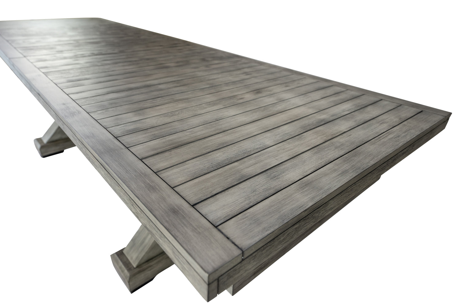 Legacy Billiards 9 Foot Shuffleboard Outdoor Dining Top in Ash Grey Finish - Angle View