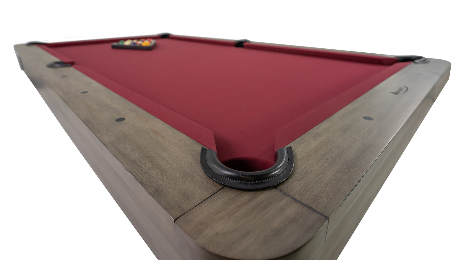 Legacy Billiards Percy Pool Table in Overcast Finish with Wine Cloth - Top View