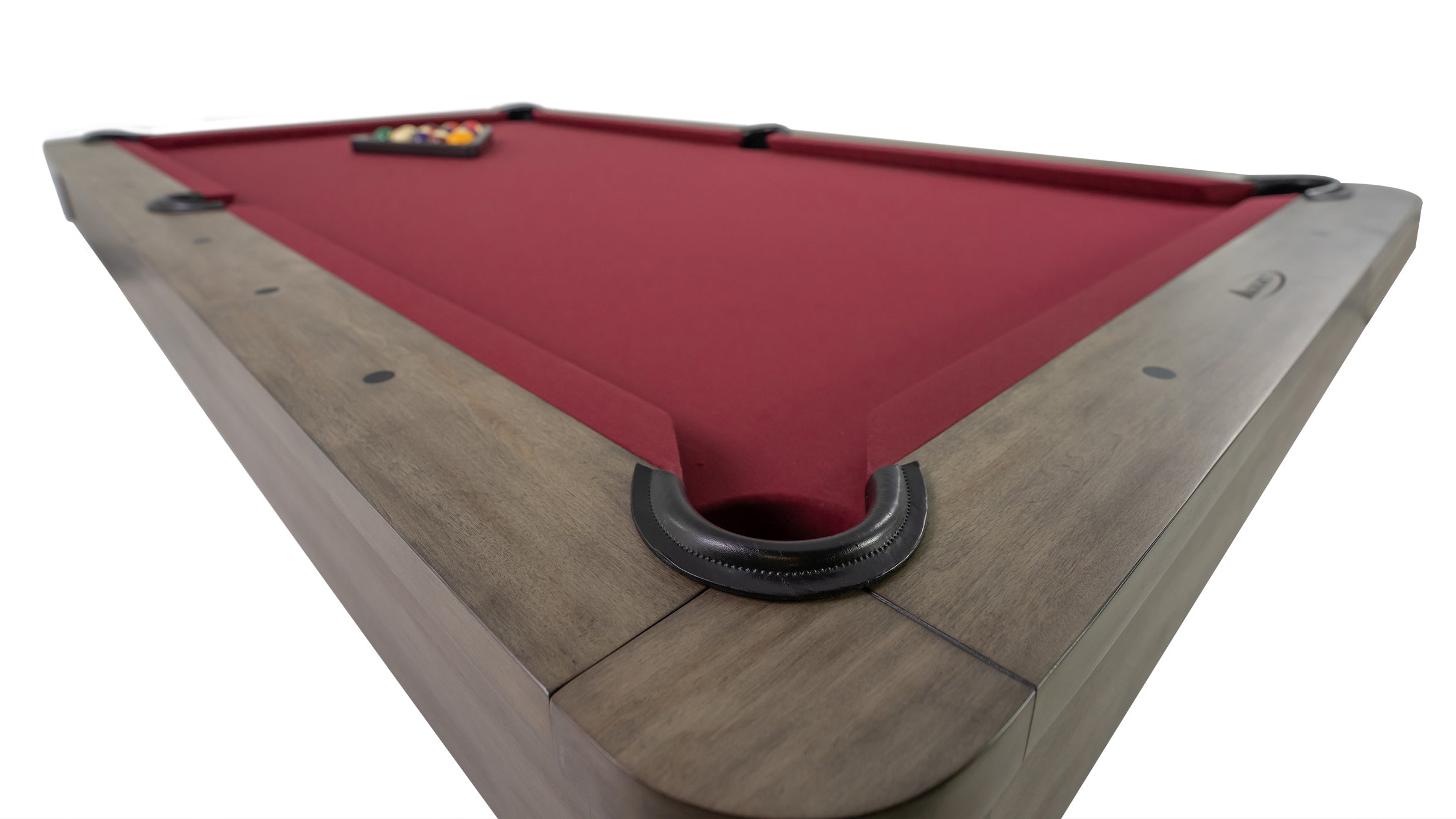 Legacy Billiards Percy Pool Table in Overcast Finish with Wine Cloth - Top View