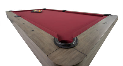 Legacy Billiards Percy Pool Table in Overcast Finish with Wine Cloth - Top View