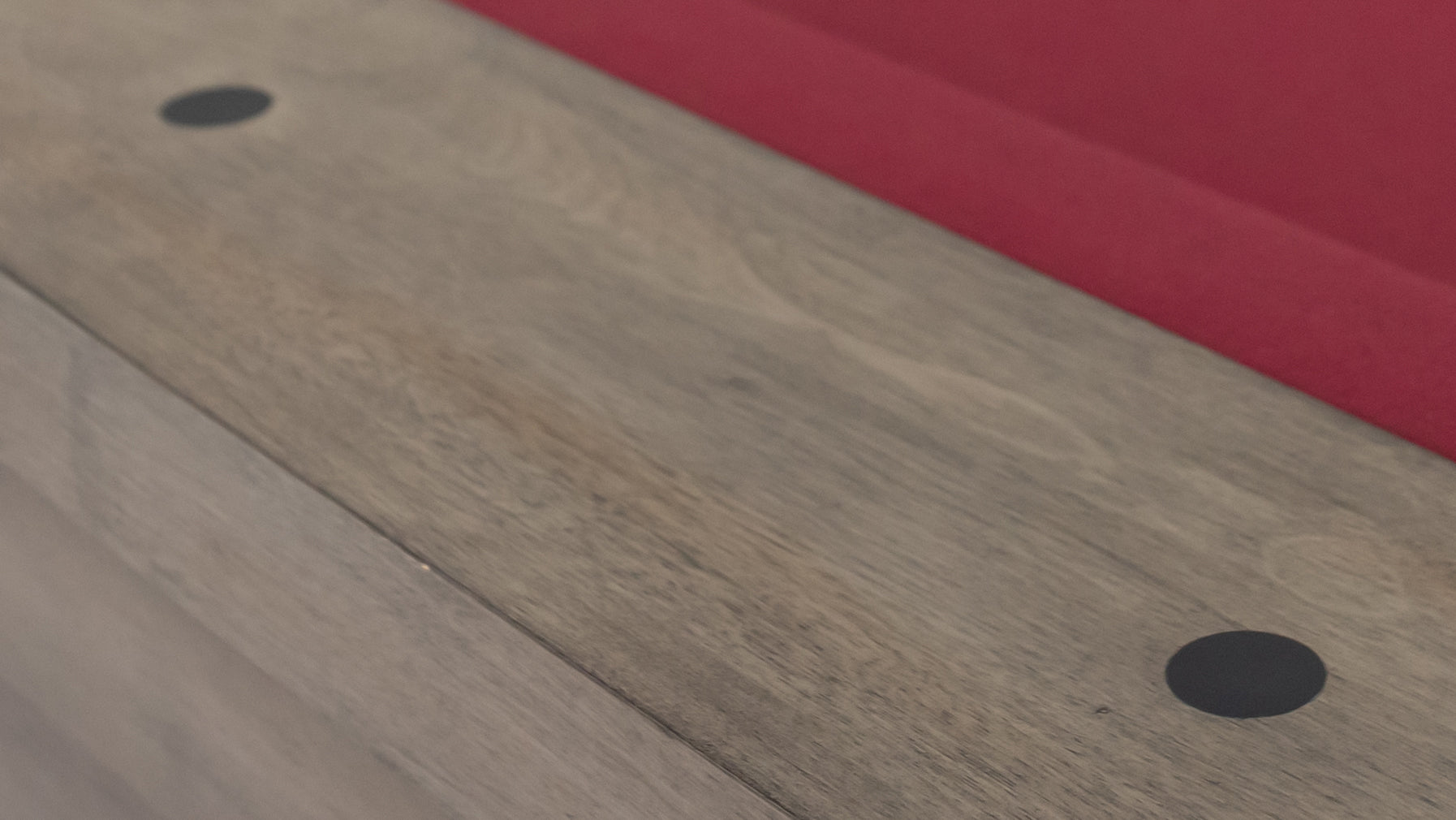 Legacy Billiards Percy Pool Table in Overcast Finish with Wine Cloth - Rail Closeup