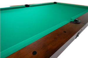 Legacy Billiards Colt II Pool Table in Nutmeg Finish with Traditional Green Cloth - Angle Playfield Closeup