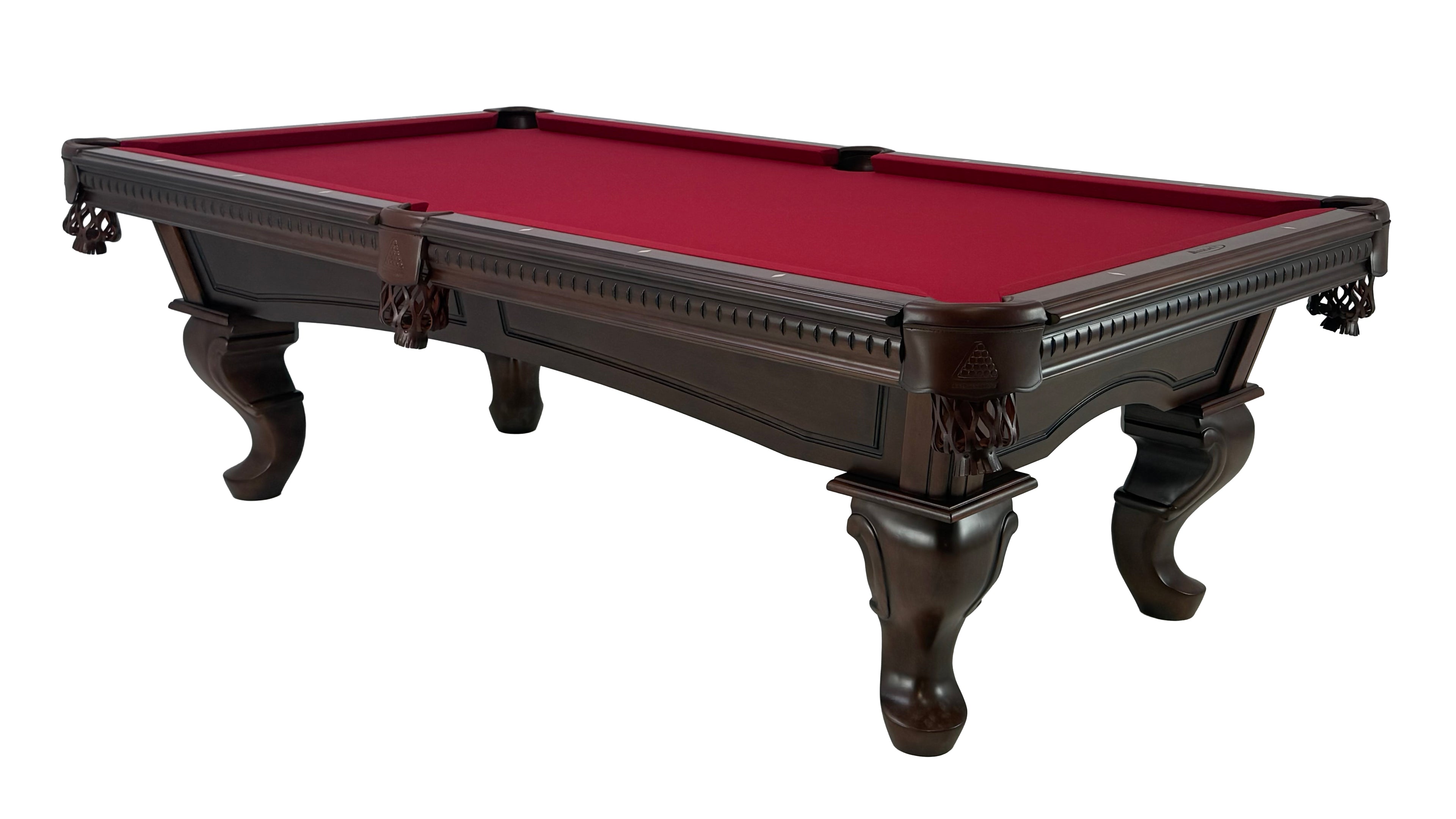Legacy Billiards Sophie Pool Table in Nutmeg Finish with Burgundy Cloth - Primary Image