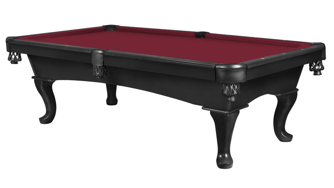 Legacy Billiards Stallion Pool Table in Raven Finish with Burgundy Cloth - Primary Image