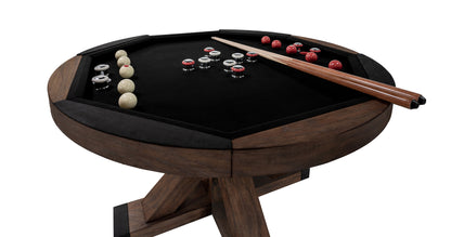 Legacy Billiards Sterling 3 in 1 Game Table with Poker, Dining and Bumper Pool in Whiskey Barrel Finish - Bumper Pool with Cues and Balls