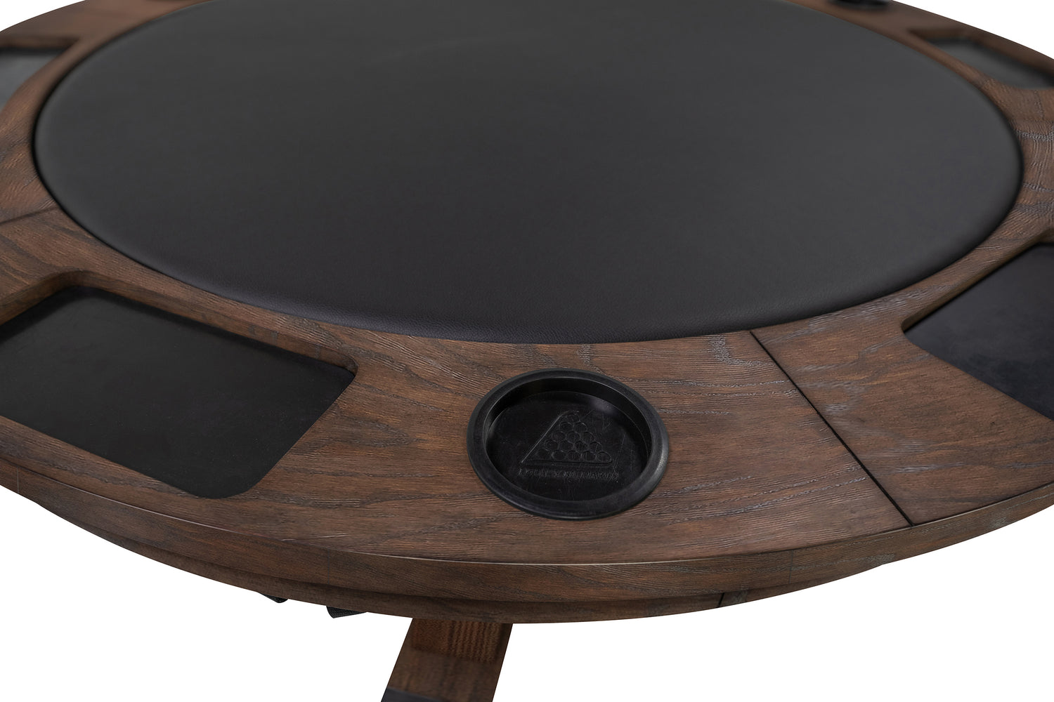 Legacy Billiards Sterling 3 in 1 Game Table with Poker, Dining and Bumper Pool in Whiskey Barrel Finish - Poker Table Closeup