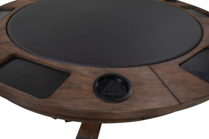 Legacy Billiards Sterling 3 in 1 Game Table with Poker, Dining and Bumper Pool in Whiskey Barrel Finish - Poker Table Closeup