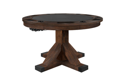 Legacy Billiards Sterling 3 in 1 Game Table with Poker, Dining and Bumper Pool in Whiskey Barrel Finish - Poker Table Option