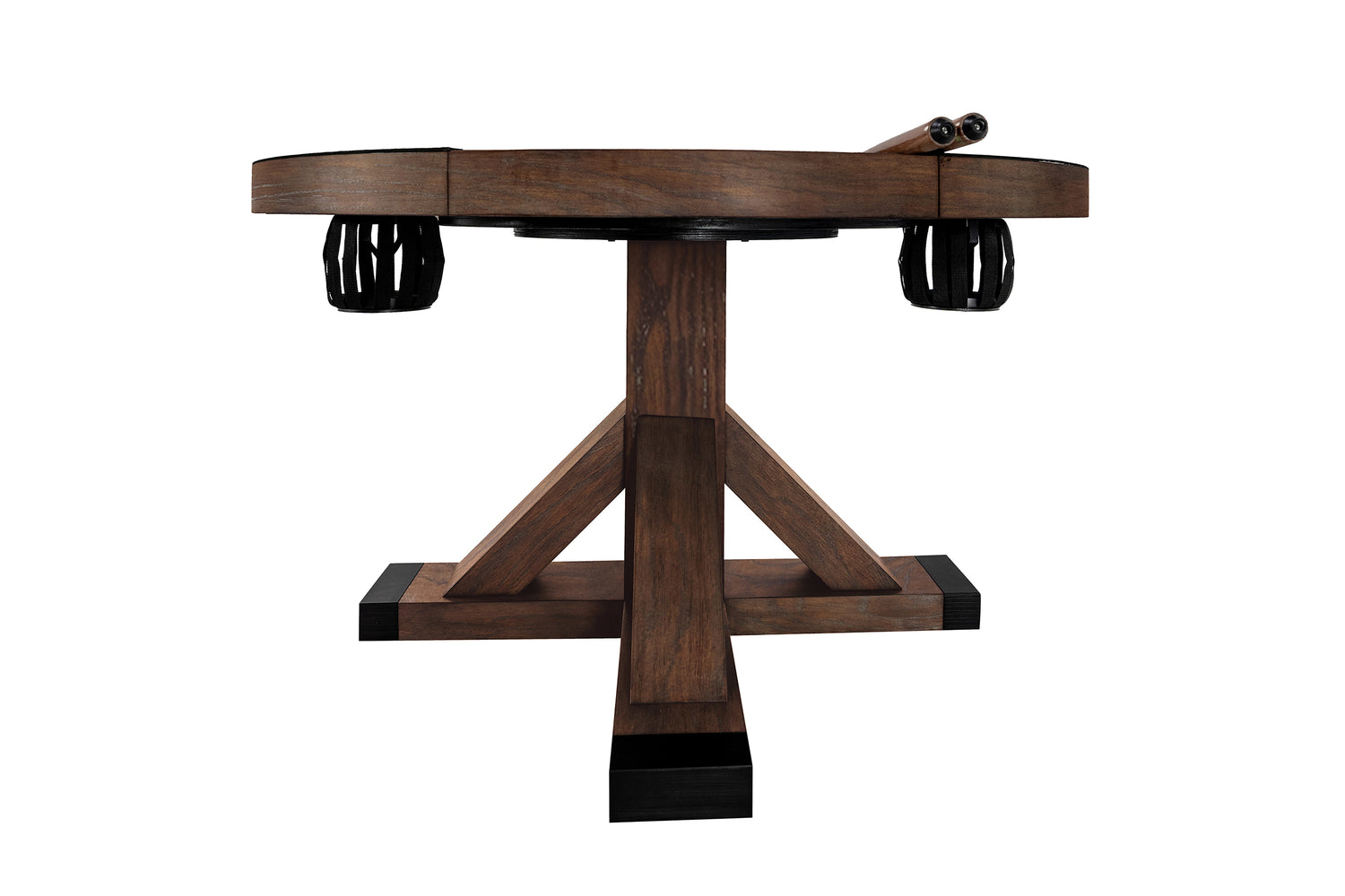 Legacy Billiards Sterling 3 in 1 Game Table with Poker, Dining and Bumper Pool in Whiskey Barrel Finish - Side View