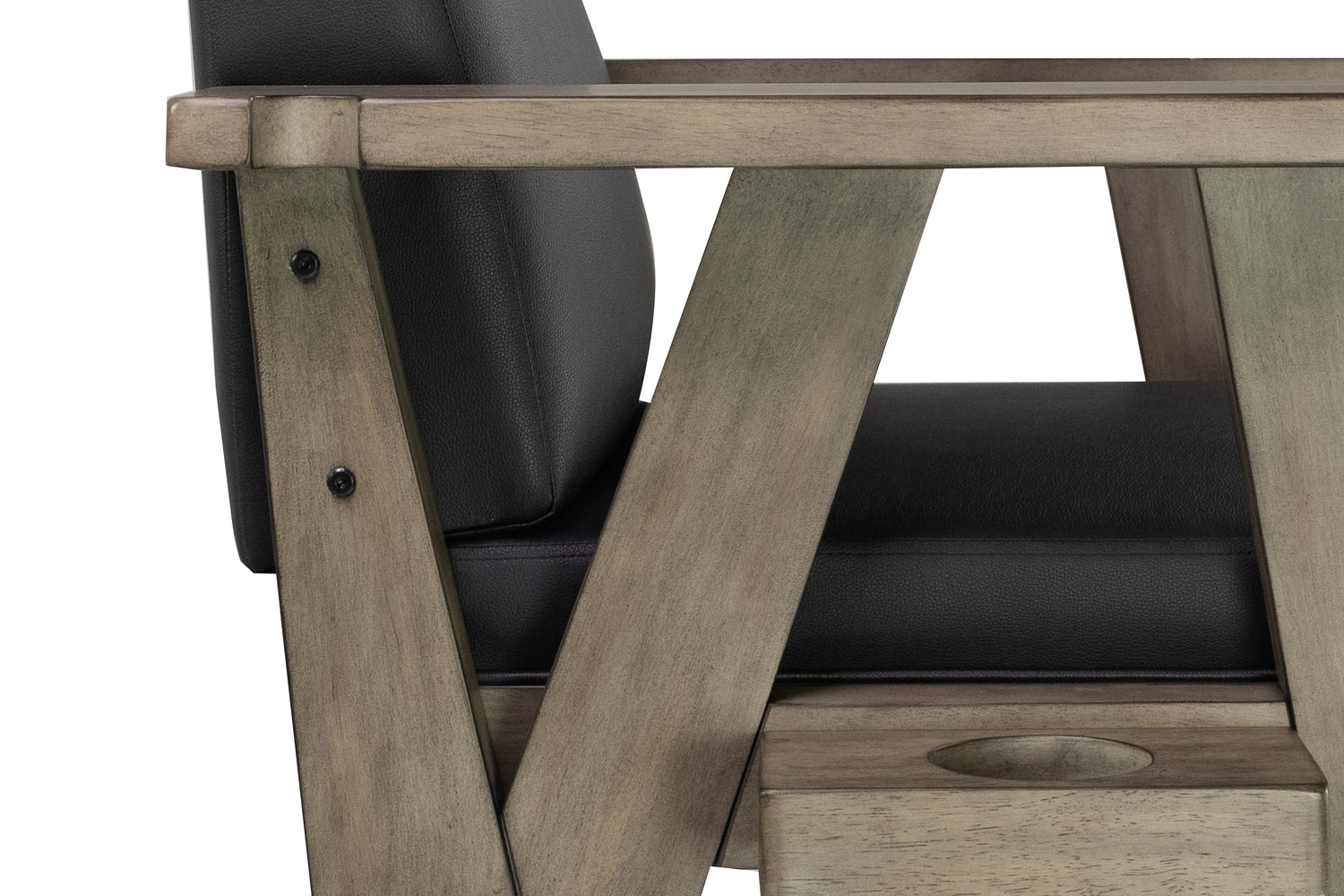 Legacy Billiards Sterling Spectator Chair in Overcast Finish - Side View Closeup