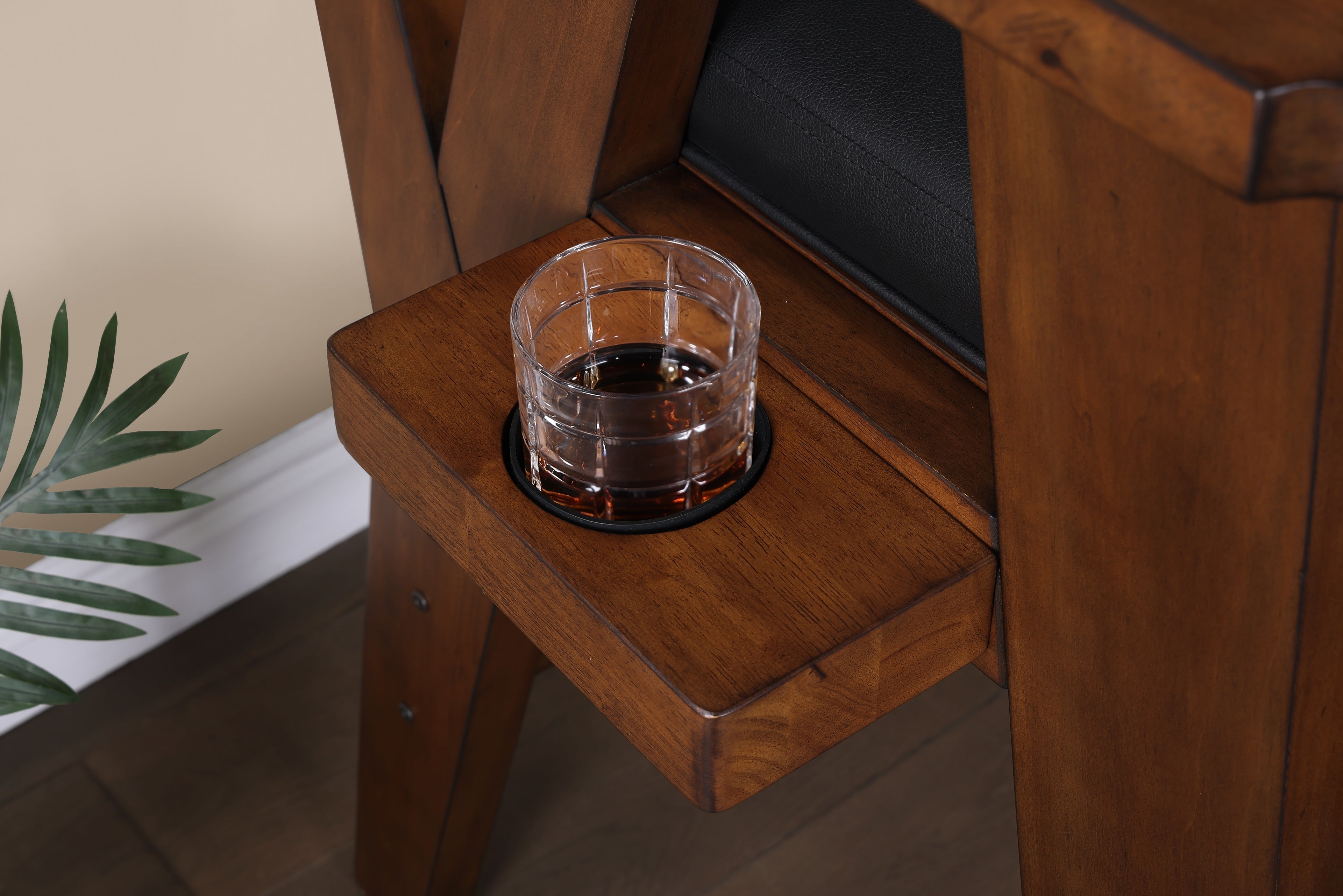 Legacy Billiards Sterling Spectator Chair Drink Holder Closeup