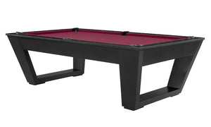 Legacy Billiards Tellico 8 Ft Pool Table in Raven Finish with Wine Cloth