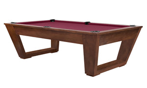 Legacy Billiards Tellico 8 Ft Pool Table in Nutmeg Finish with Wine Cloth