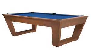 Legacy Billiards Tellico 8 Ft Pool Table in Walnut Finish with Euro Blue Cloth