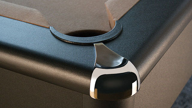 Legacy Billiards Destroyer Pool Table in Raven Finish with Desert Cloth - Corner Closeup