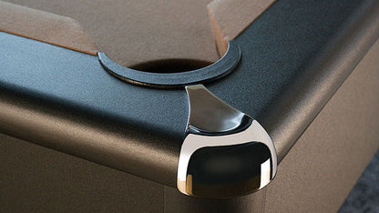 Legacy Billiards Destroyer Pool Table in Raven Finish with Desert Cloth - Corner Closeup
