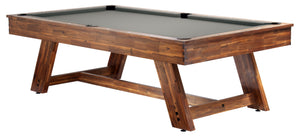 Legacy Billiards 8 Ft Barren Outdoor Pool Table in Natural Acacia Finish with Charcoal Outdoor Cloth