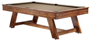 Legacy Billiards 8 Ft Barren Pool Table in Natural Acacia Finish with Tan Cloth