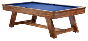 Legacy Billiards 8 Ft Barren Pool Table in Natural Acacia Finish with Blue Cloth