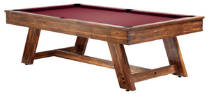 Legacy Billiards 7 Ft Barren Pool Table in Natural Acacia Finish with Red Cloth