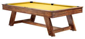 Legacy Billiards 8 Ft Barren Outdoor Pool Table in Natural Acacia Finish with Sunflower Outdoor Cloth
