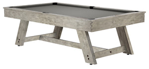 Legacy Billiards 8 Ft Barren Outdoor Pool Table in Ash Grey Finish with Charcoal Outdoor Cloth