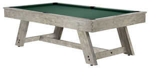 Legacy Billiards 7 Ft Barren Outdoor Pool Table in Ash Grey Finish with Forest Green Outdoor Cloth
