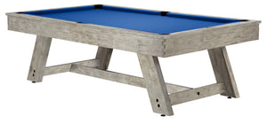 Legacy Billiards 7 Ft Barren Outdoor Pool Table in Ash Grey Finish with Royal Blue Outdoor Cloth