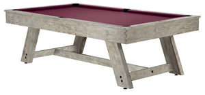 Legacy Billiards 8 Ft Barren Pool Table in Ash Grey Finish with Burgundy Cloth