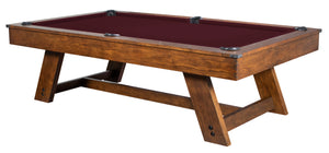 Legacy Billiards 7 Ft Barren Pool Table in Gunshot Finish with Burgundy Cloth
