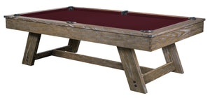 Legacy Billiards 8 Ft Barren Pool Table in Smoke Finish with Burgundy Cloth