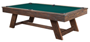 Legacy Billiards 7 Ft Barren Pool Table in Whiskey Barrel Finish with Green Cloth