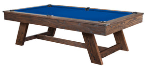 Legacy Billiards 7 Ft Barren Pool Table in Whiskey Barrel Finish with Blue Cloth