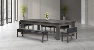 Legacy Billiards Baylor II Pool Table Dining Collection with Dining Top and Seating in Shade Finish - Modern Room Shot