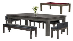 Legacy Billiards Baylor II Pool Table Dining Collection with Dining Top and Seating in Shade Finish with Legacy Red Cloth