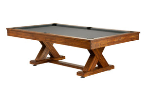 Legacy Billiards 7 Ft Cumberland Outdoor Pool Table in Natural Acacia Finish with Charcoal Outdoor Cloth