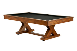 Legacy Billiards 8 Ft Cumberland Outdoor Pool Table in Natural Acacia Finish with Jet Black Outdoor Cloth
