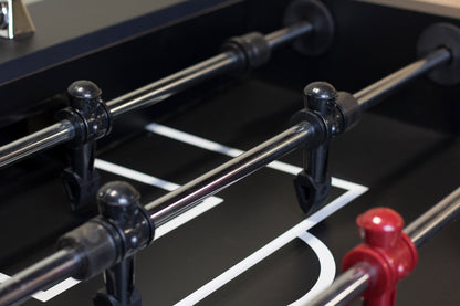 Legacy Billiards Destroyer Foosball Table in Graphite Finish Closeup of Rods with Players