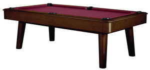 Legacy Billiards 8 Ft Collins Pool Table in Nutmeg Finish with Burgundy Cloth