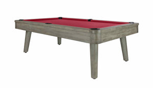 Legacy Billiards 8 Ft Collins Pool Table in Overcast Finish with Legacy Red Cloth