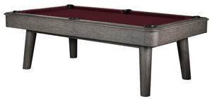 Legacy Billiards 8 Ft Collins Pool Table in Shade Finish with Burgundy Cloth
