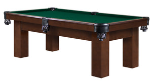 Legacy Billiards Seven Foot Colt Pool Table in nutmeg finish with dark green cloth