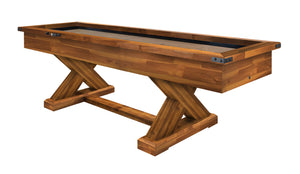 Legacy Billiards Cumberland 9 Ft Outdoor Shuffleboard Table in Natural Acacia Finish