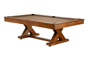 Legacy Billiards 8 Ft Cumberland Pool Table in Natural Acacia Finish with Tan Cloth